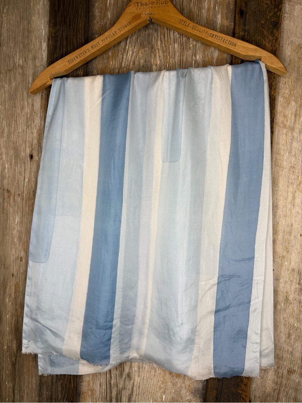 VTG Dior Silk Oblong Scarf Abstract Block Stripe Ice Blue Cream Minimalist - Picture 4 of 16